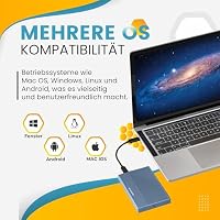 SUHSAI 500 GB Externe Festplatte USB 3.0 für Gaming - Blau – Ansicht 4