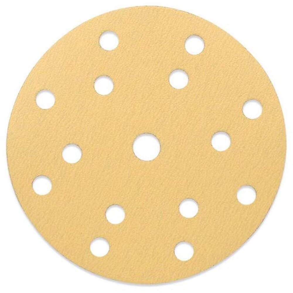100pcs 6 pouces 150mm jaune Rond Papier Abrasif 15- trous Disque de Sablé set Grit-80 Crochet et Boucle Ponceuse Papier Abrasif pour Outils de Polissage