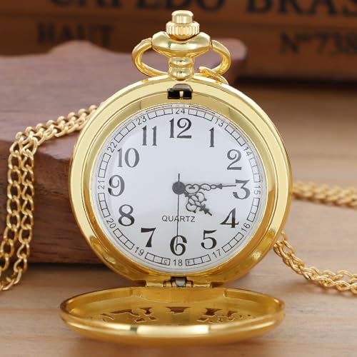 Image of Quartz Pocket Watch for Men, White Roman Digital Dial Pocket Watches for Men with Chain