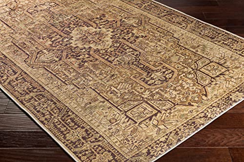 Mark&Day Washable Area Rugs, 9X12 Arma Traditional Caramel Area Rug, Brown / Yellow / Green Carpet For Living Room, Bedroom Or Kitchen (8'10" X 12', Machine Washable) #TOP3