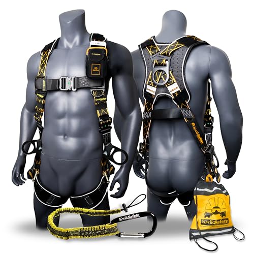 Image of KwikSafety - Charlotte, NC - SUPERCELL Safety Harness [3 D-RINGS] Full Body Safety Harness Fall Protection Kit ANSI OSHA