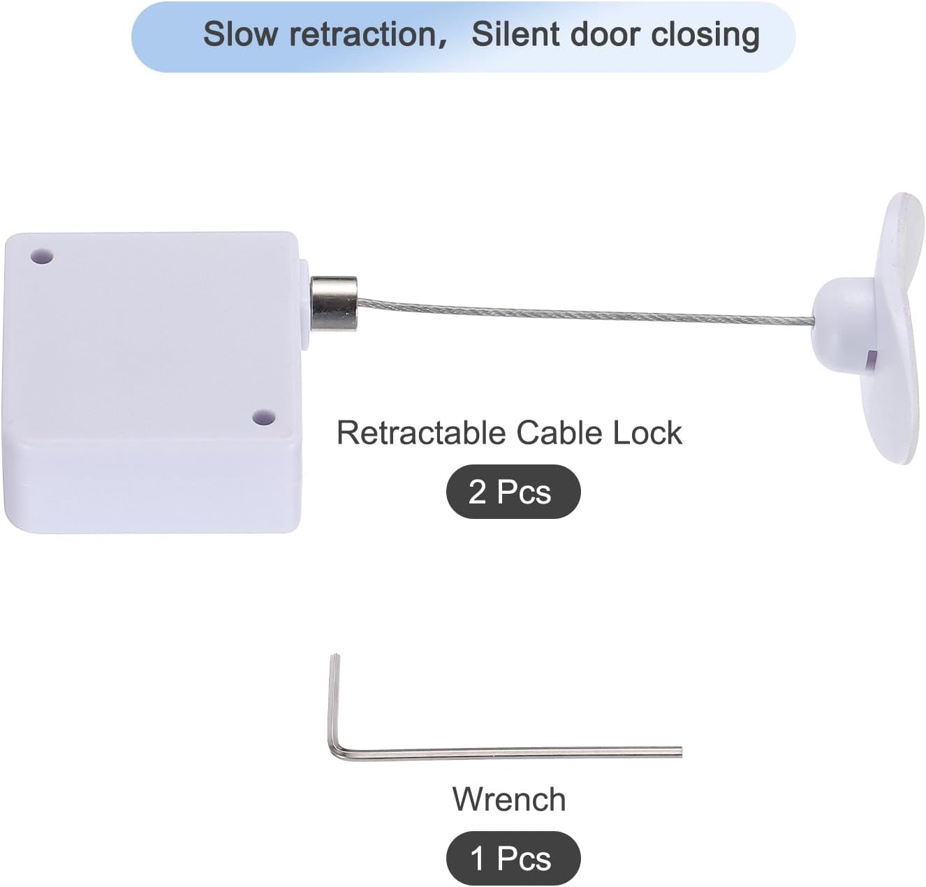 MECCANIXITY Retractable Cable Lock with Double-Sided Adhesive Slow Remote Control Security Lock Arc Terminal for TV, DVD,Showroom,Remote,600g 2Set White