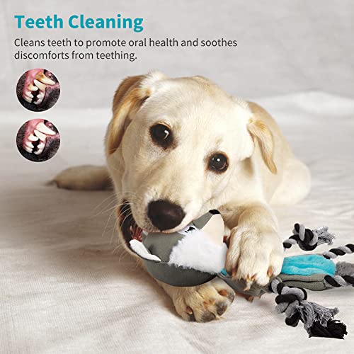 Lalfpet Stuffingless Squeaky Dog Toys,Plush Fox Dog Toy With Crinkle Paper, Crinkle Dog Toy With Rope Legs,No Stuffing Dog Chew Toys For Small Medium Dogs,Tug-Of-War Dog Toy,Gray (Pto_0X6Xoto0) #TOP4