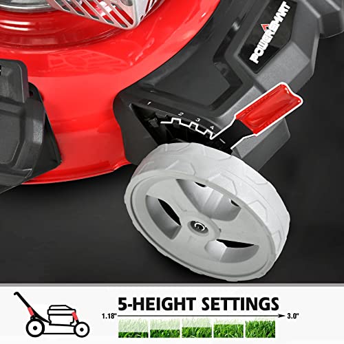 Image of PowerSmart Self Propelled Gas Lawn Mower, 22-inch with 170cc OHV Engine Walk-Behind 2-in-1 Rear-Wheel Drive Gas Mower Black DB2322SR