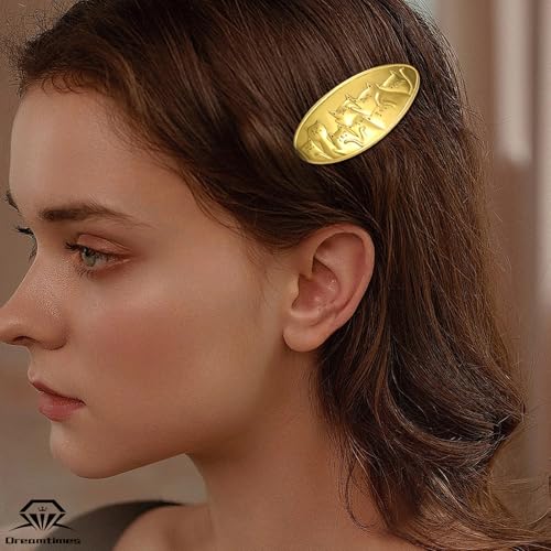 Pinza para cabello con diseño de gato pequeño en metal dorado miniatura 3