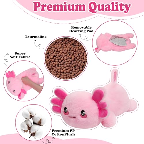 Weighted Heated Axolotl Stuffed Animals – 2.2 Pounds Weighted Microwave Axolotl Plush with Cute Heating Pad Animal of Unscented Warmth Pillow for Period Women Girl Kids Adult Birthday Gift 16 Inch — view 6