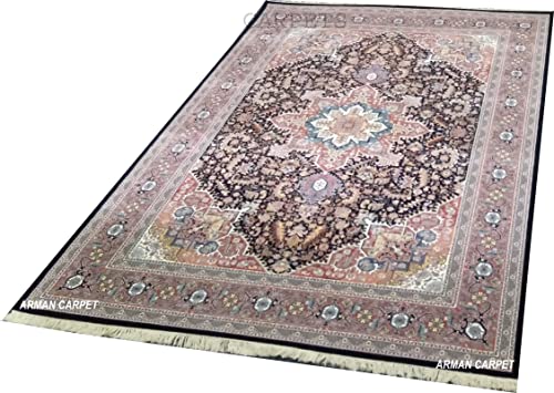 Image of High Density Export Quality Classical Pure Silk Carpet for Your Hall & Living Room 5 X 7 Feet (90x150 cm) Ivory Multi