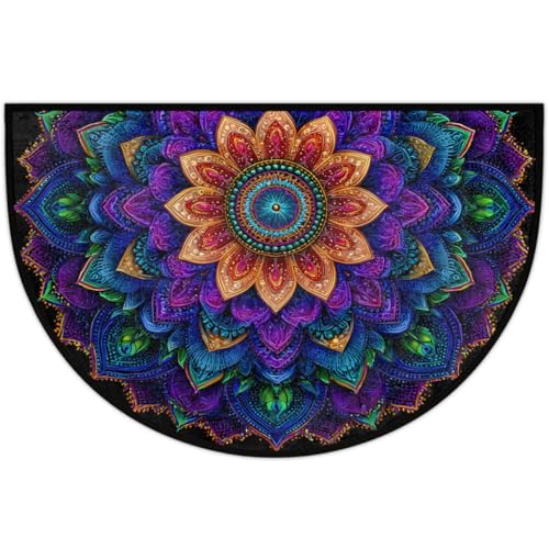 Tapete medio círculo bohemio antideslizante lavable 36x24 in miniatura 1