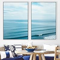 2 Piece Framed Canvas Wall Art Coastal Beach Canvas Prints Home Artwork Decoration for Living Room,Bedroom - 16