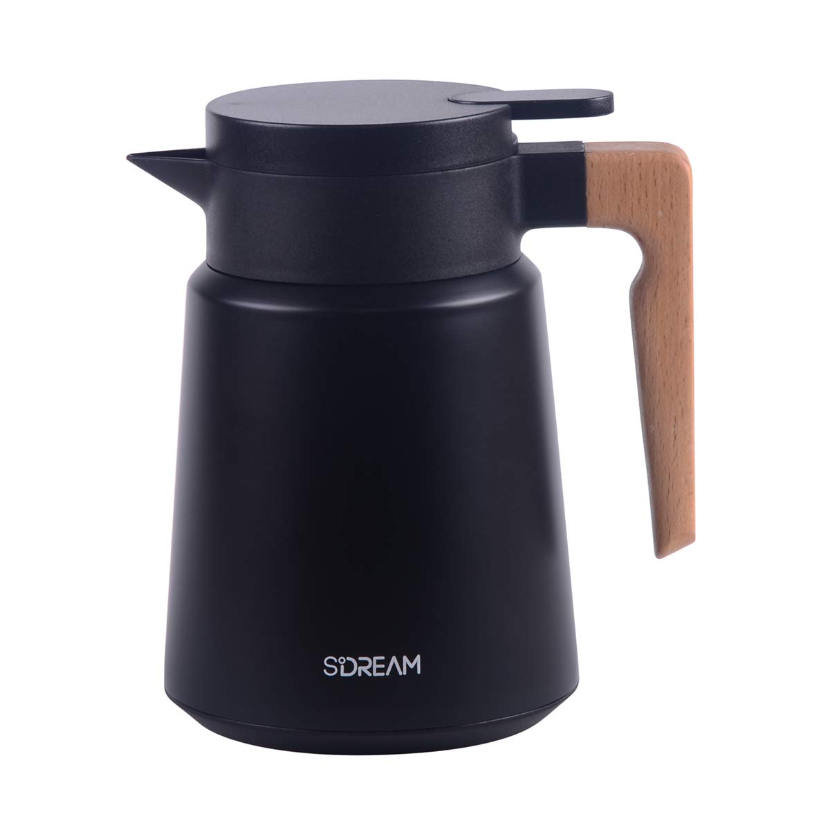 SDREAM Coffee Carafe Stainless Steel Heavy Duty Thermal Carafe Double Walled Insulated Vacuum Flask- Several Hour Heat Retention, 34 Oz Beverage Dispenser with Lid and Handle, Black