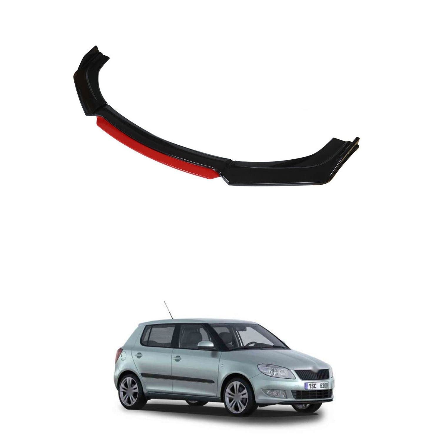 Universal Front Bumper Lip Kit, Car Front Bumper Spoiler Splitter Body Kit Side Skirt Front Bumper Protector Guard Scratch-Resistant fits Compatible with Fabia