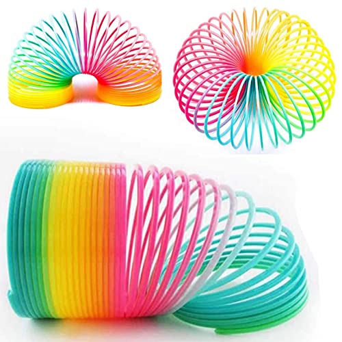 PartyPack 3X Große Treppenhüpfer, Regenbogenspirale Spielzeug, im Box, 6.5 cm Diameter, Treppenläufer Spirale für Kinder, Fidget Toy für Alt und Jung, Spirale Kinderspielzeug, Rainbow Treppenlaufer.