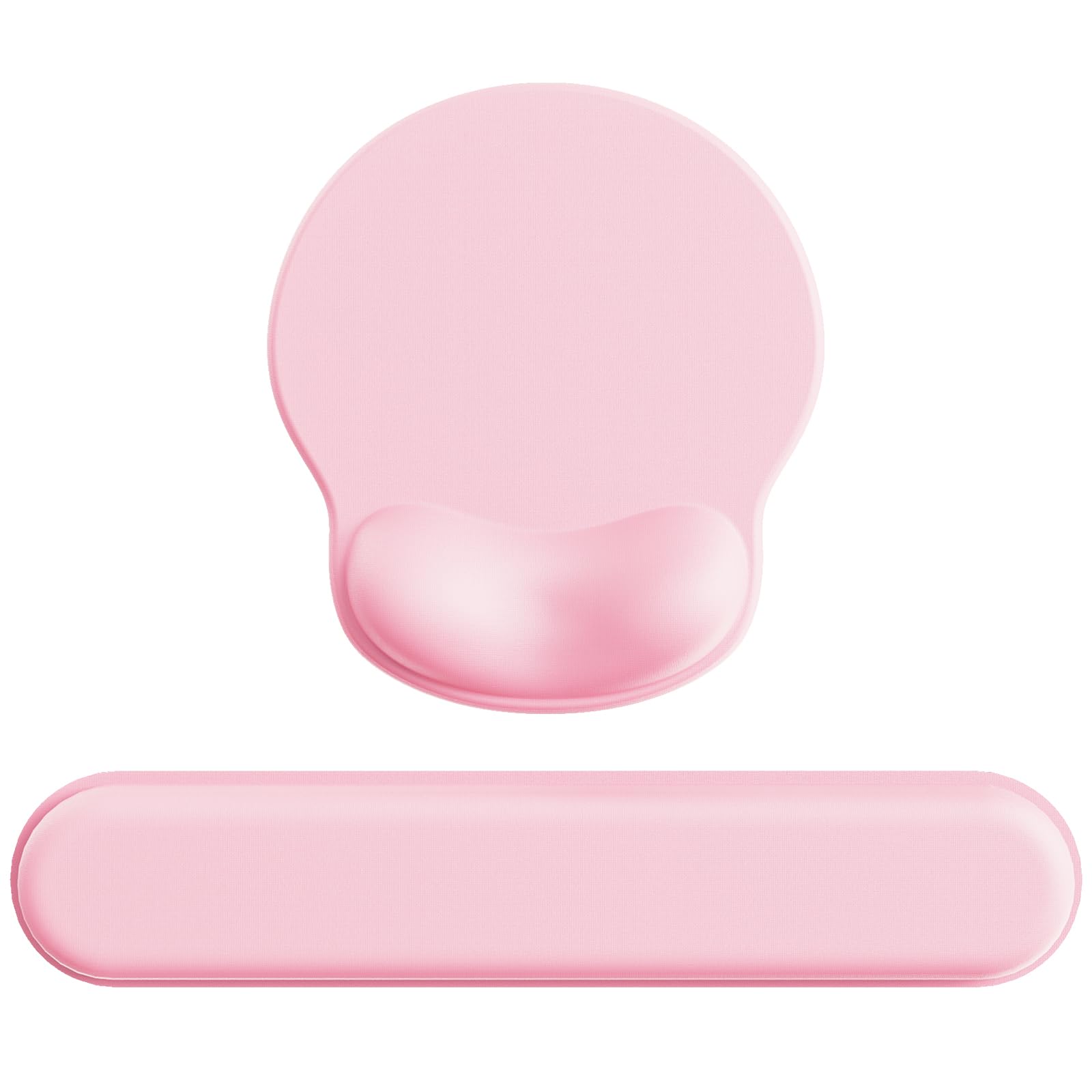 Laborio Ergonomic Mouse Pad Wrist Support Set, Memory Foam Keyboard Wrist Rest Set, Relieve Wrist Pain Keyboard Pad, Non-Slip Base Mousepad(Pink Set)