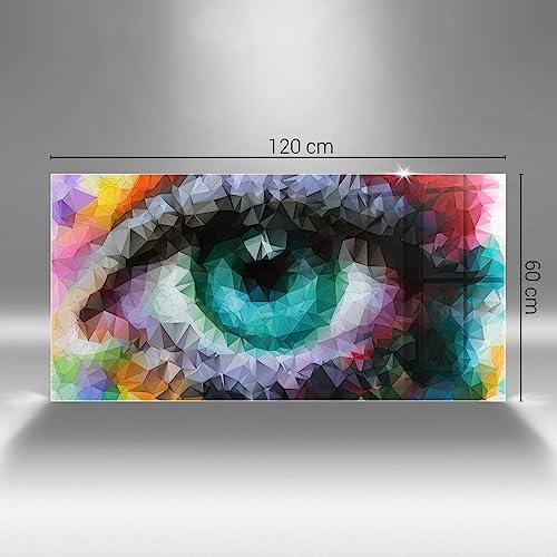 Verre d'art moderne oeil humain colore 120x60cm pour habiller un grand mur vide