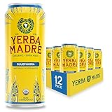 Yerba Madre Organic Yerba Mate, Bluephoria, 150mg Natural Caffeine, Energy Drink Alternative, No Jitters or Crash, 15.5 Oz Cans (Pack of 12)