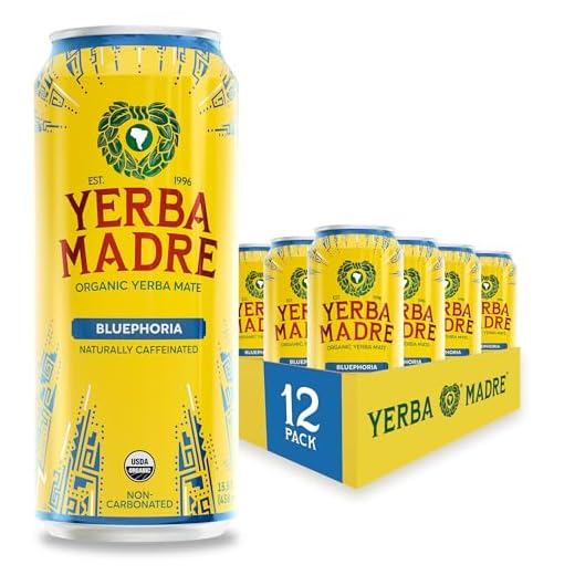 Guayaki Yerba Mate, Clean Energy Drink Alternative, Organic Bluephoria, 15.5oz (Pack of 12), 150mg Caffeine