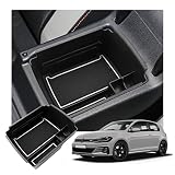 RUIYA Golf7 MK7 Armlehne Aufbewahrungsbox Mittelkonsole Organizer mit Antirutschmatten Angepasst Autozubeh für Golf 7 2013 2014 2015 2016 2017 2018 2019 (Weiß)