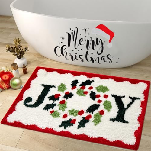 Baccessor Christmas Bath Rugs Mat, Cute Joy Plush Non Slip