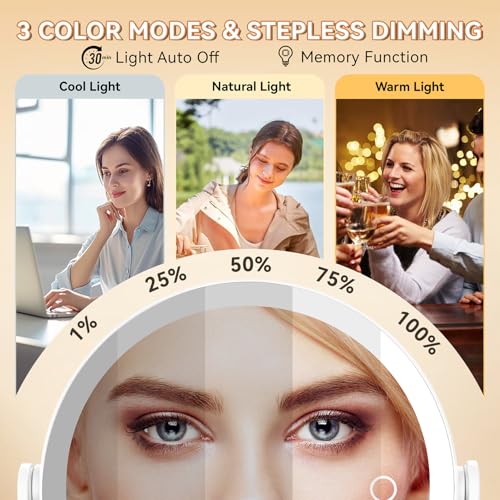 Espejo de maquillaje redondo con luz Auxmir miniatura 5