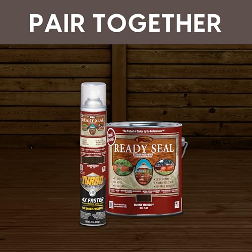 Image of Ready Seal Exterior Wood Stain & Sealer, Burnt Hickory, Turbo Spray | 24oz semi-transparent oil-based stain & sealer for decks, fences, siding & pergolas; no primer, no streaks, UV protection.