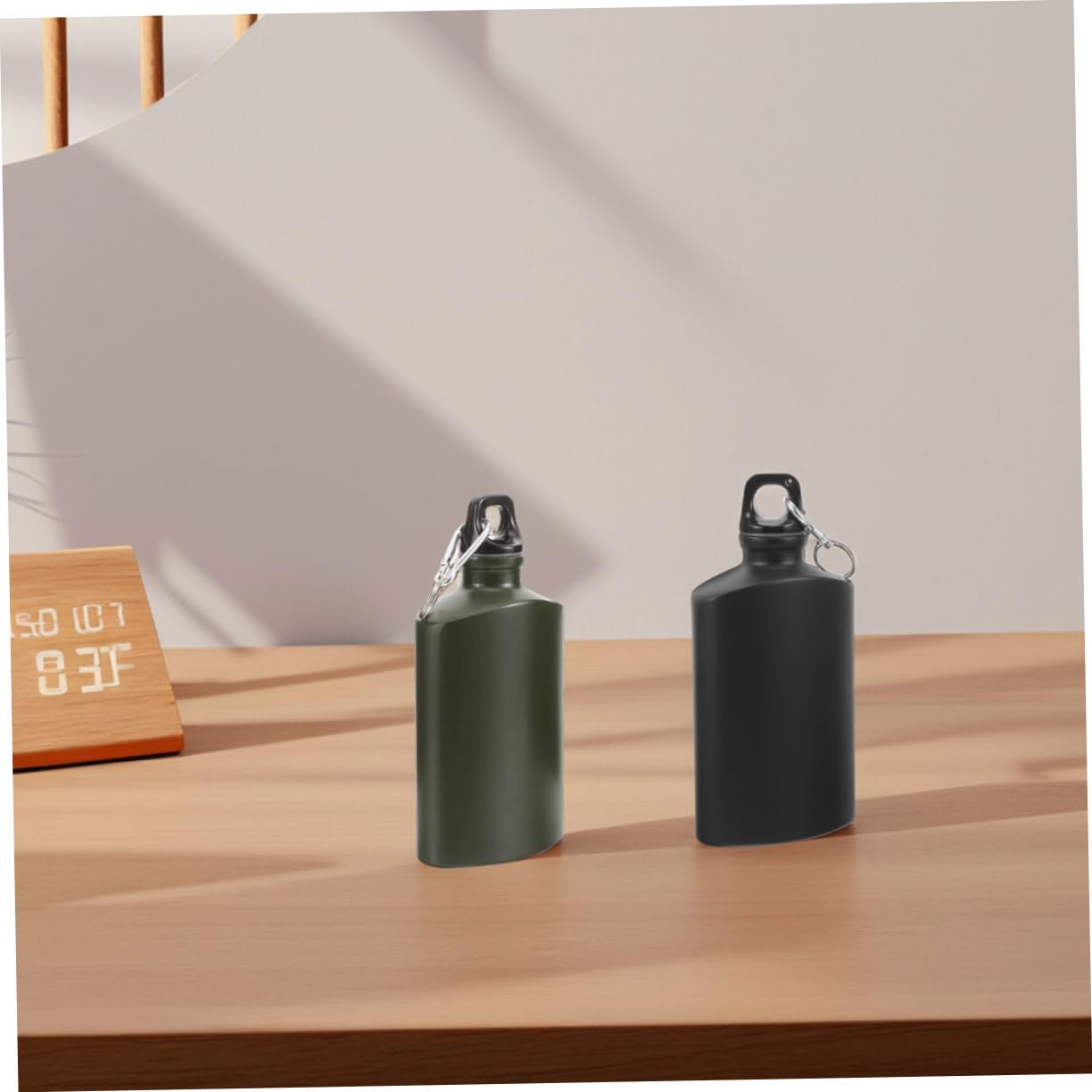 Aluminio Cantimplora 2 Piezas con Plana Gancho 500ml Decoracion Colegio | Ligera y Portátil, Diseño Hermético, para Senderismo y Viaje, Formato 500ml, Fácil de Llevar