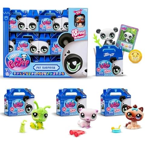 Littlest Pet Shop, 18 Pets Collector Set, Pet Surprise Display - Gen 7, Pets #1 - #18, Authentic LPS Bobble Head Figure, Collectible Imagination Toy Animal, Kidults, Girls, Boys, Kids, Tweens Ages 4+ Cover