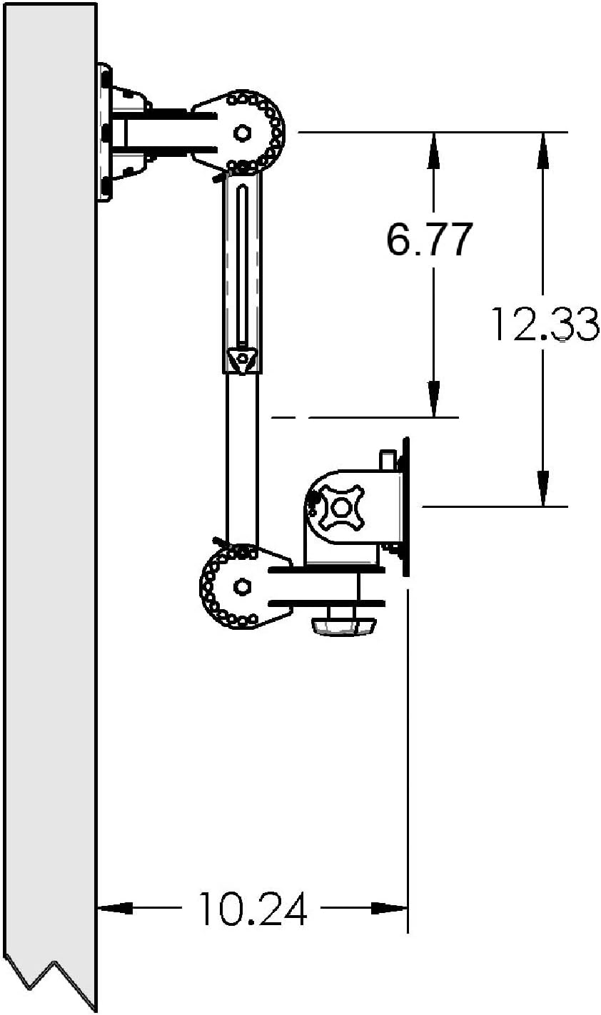Wall Mount with a 7 Axis Extendable Arm and a Biased 75/100mm VESA Compatible Screen Pan and Tilt Head PQS PN 80005