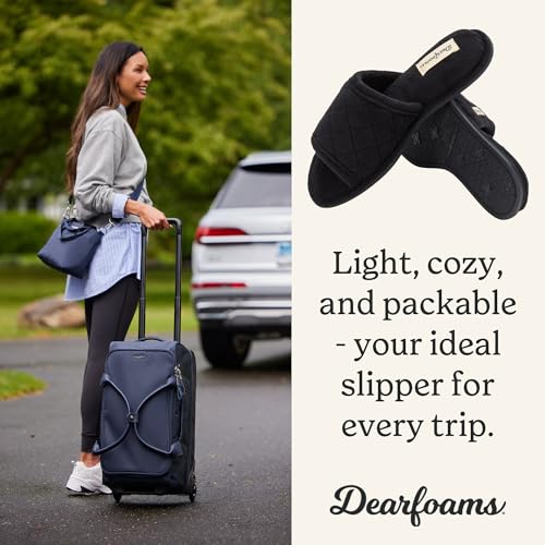 Image of Dearfoams womens Slipper Memory Foam Summer House Shoe Beatrice Terry Slide