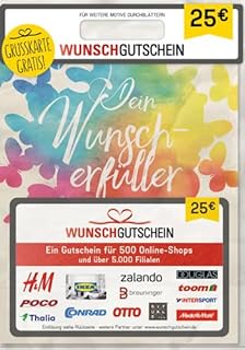 Wunschgutschein das perfekte Geschenk - 500 Einlösepartner - für Deutschland - per Post