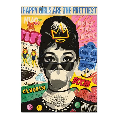 Giallobus - Quadro - 05 - Audrey punk - Vetro acrilico - 50L x 70l cm - Pronto da appendere - Quadri moderni per la casa