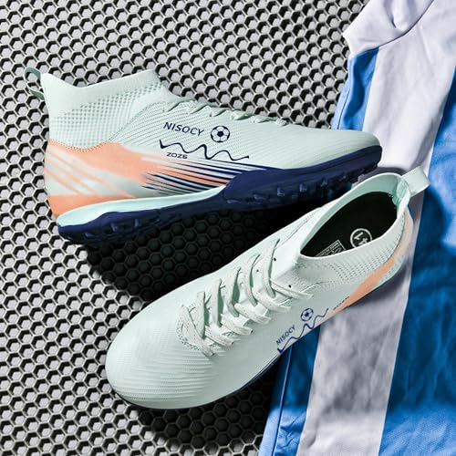 NISOCY Soccer Shoes for Mens Womens Professional Cleats High-Top Athletic Turf Football Shoe Outdoor/Indoor Professional Futsal Football Training Sneaker3