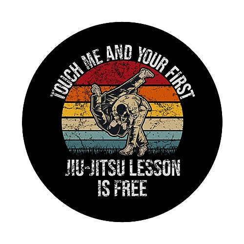 Touch Me And Your First Jiu-Jitsu Lesson Brazilian BJJ MMA PopSockets Swappable PopGrip, Black - Image 3