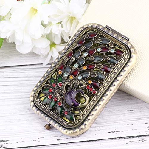 Espejo de maquillaje plegable rectangular Beaupretty vintage miniatura 6