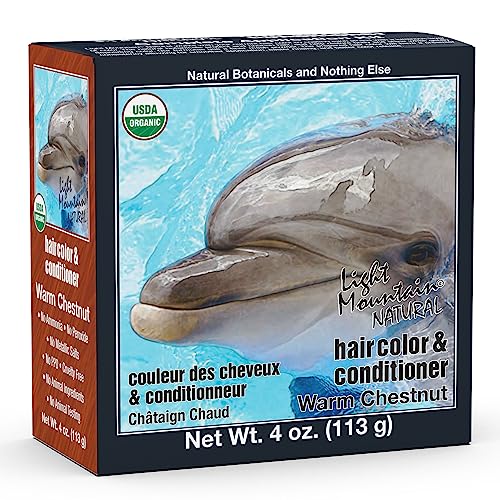 Light Mountain Henna Hair Color & Conditioner - Warm Chestnut Hair Dye for Men/Women, Organic Henna Leaf Powder and Botanicals, Chemical-Free, Semi-Permanent Hair Color, 4 Oz
