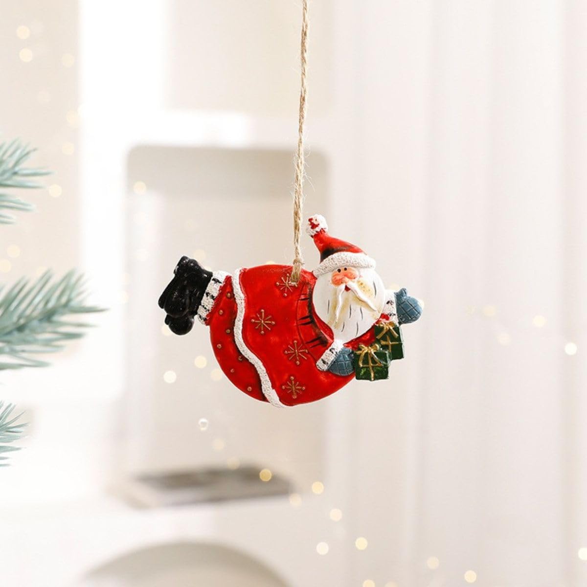 Christmas Tree Decoration – Hanging Festive Ornament for Xmas, Reusable Cute Holiday Decor for Home & Party (1, Santa with Gift)