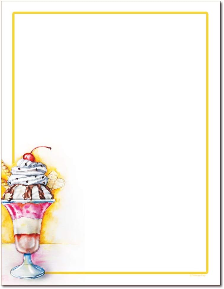 Ice Cream Sundae Letterhead Laser & Inkjet Printer Paper (100 Sheets)