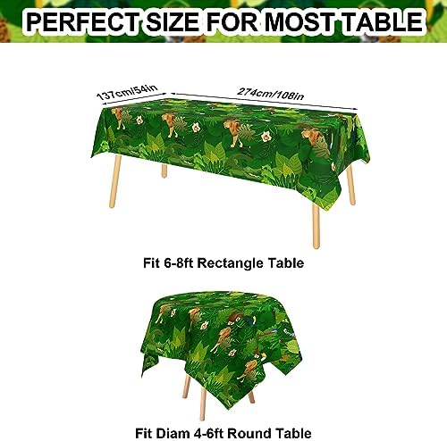 GRESATEK Jungle Animal Table Cloth,Safari Party Table Covers Disposable Plastic Waterproof Safari Theme Tablecloth for Kids Boys Girls Birthday Baby Shower Party Decorations 137 x 274cm