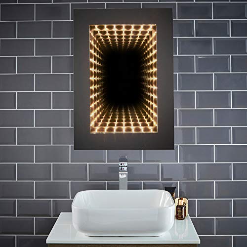 Pebble Grey™ Imogen Infinity Mirror Illuminated LED Bathroom Mirror | 600 x 800mm | Motion Sensor Switch | 10 Year Guarantee…