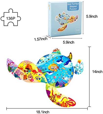 Kids Animal Puzzles for Kids 6-8, 8-10, 136 Piece Sea Turtle Jigsaw Puzzles for Children Age 6-10, Learning Puzzle Toys for Boys Girls Kids Birthday Gifts 5 511QiF9SLRL. AC