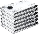 Sacs de Rangement Sous Vide 6 Pièces Réutilisables (60x40 cm) - Économiseur d'Espace Maximal pour Vêtements, Couettes, Couvertures - Double Fermeture Éclair et Valve Turbo - pour Voyage, Déménagement