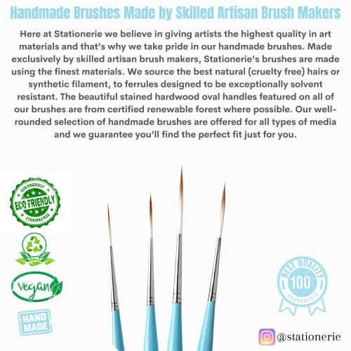 Image of Standard Size long Liner /Detailing Paint Brush Set with Brush Holder for Acrylic, Watercolor & Gouache Painting (Liner)-Icy Blue Color wooden material set of 4 with size (000,00,0,1)