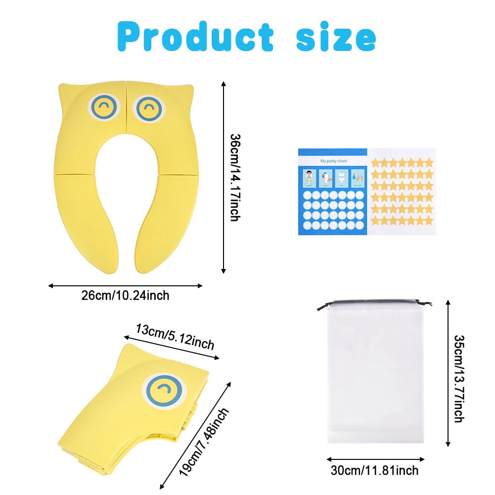 HOTUT Folding Travel Toilet Seat,Folding Travel Potty Seat for Boys and Girls with Toilet Training Reward Chart,Folding Toilet Seat with Storage Bag,Folding Potty Training Seat for Kids - Image 2