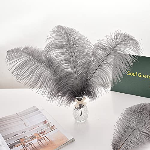 image for Ballinger Natural Gray Ostrich Feathers - 24pcs 10-12inch for Wedding 