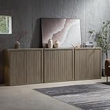 SICOTAS Buffet Cabinet with Storage Sideboard Accent Modern Credenza with Doors & Shelves Fluted Media Console Wood Mid Century Coffee Bar Table for Living Room Kitchen Dining Room Hallway (Grey)