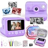 Elecoutek Kids Instant Print Camera, 30MP 1080P HD Digital Camera for Boys Girls with Color Pens & 32GB Card, Christmas Birthday Gifts Kids Toys for 3-12 Years Old (Purple)