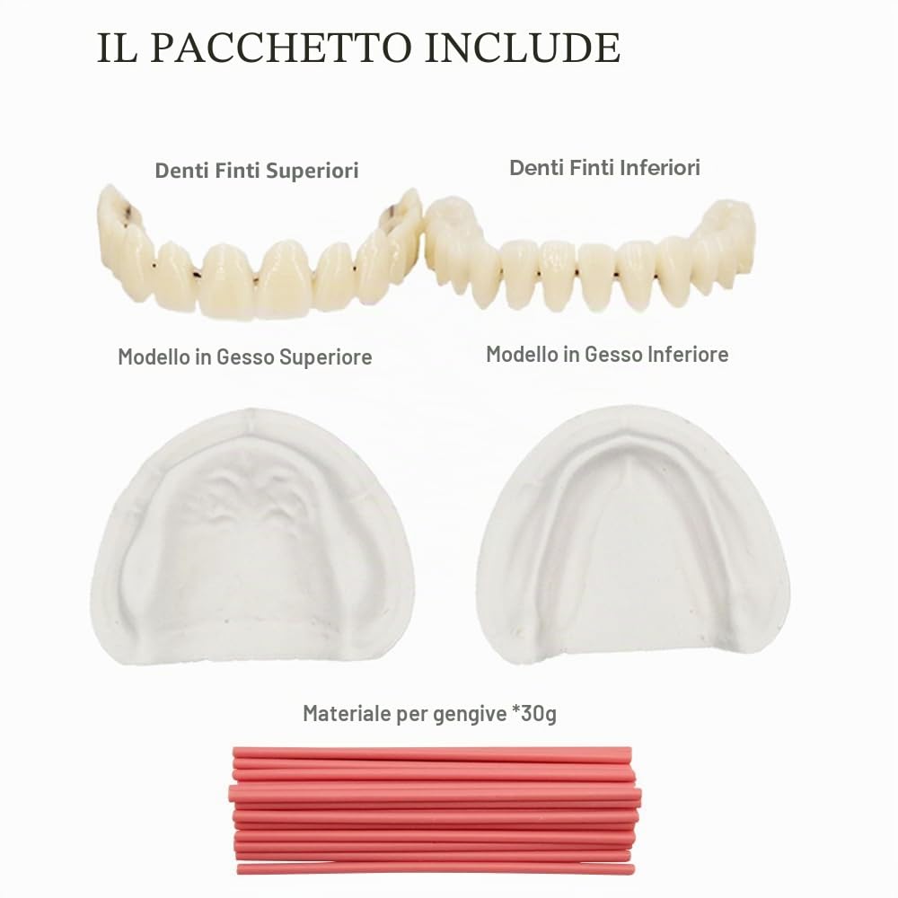 Healthyare Set completo di denti finti superiori e inferiori per migliorare il sorriso