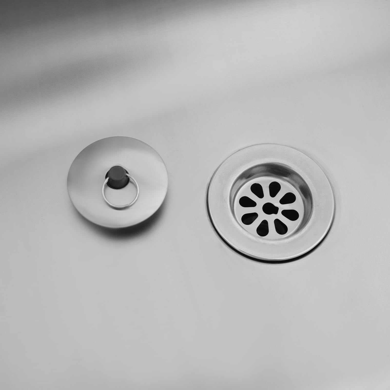 Lavabo de acero inoxidable montado en la pared con tubo de desagüe y anillo de tapón de desagüe, fregadero de acero inoxidable, rectangular, 48 x 39 x 20 cm, fregadero para cocina pequeña
