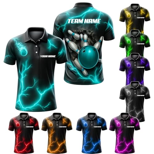 NAZENTI Custom 3D Bowling Jersey Shirt with Multicolor Option for Bowler, Personalized Bowling Polo 3D for Team, Bowlings Hawaiian Shirts with Name for Bowlings Teams, Shirt Unisex for Men Women