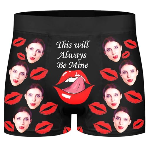 Zkgiftsdz Calzoncillos de Boxeo Personalizados para Hombres, Calzoncillos Personalizados con Foto Regalos de San Valentín para Novio y Esposo (XS   4XL)