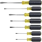 Klein Tools 85076 Screwdriver Set, Slotted and Phillips Screwdrivers with Non-Slip Cushion-Grip Handles and Tip-Ident, 7-Piece